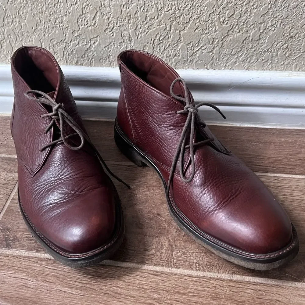 Johnston &‎ Murphy Copeland Brown Sheepskin Leather Chukka Boots US 9.5M